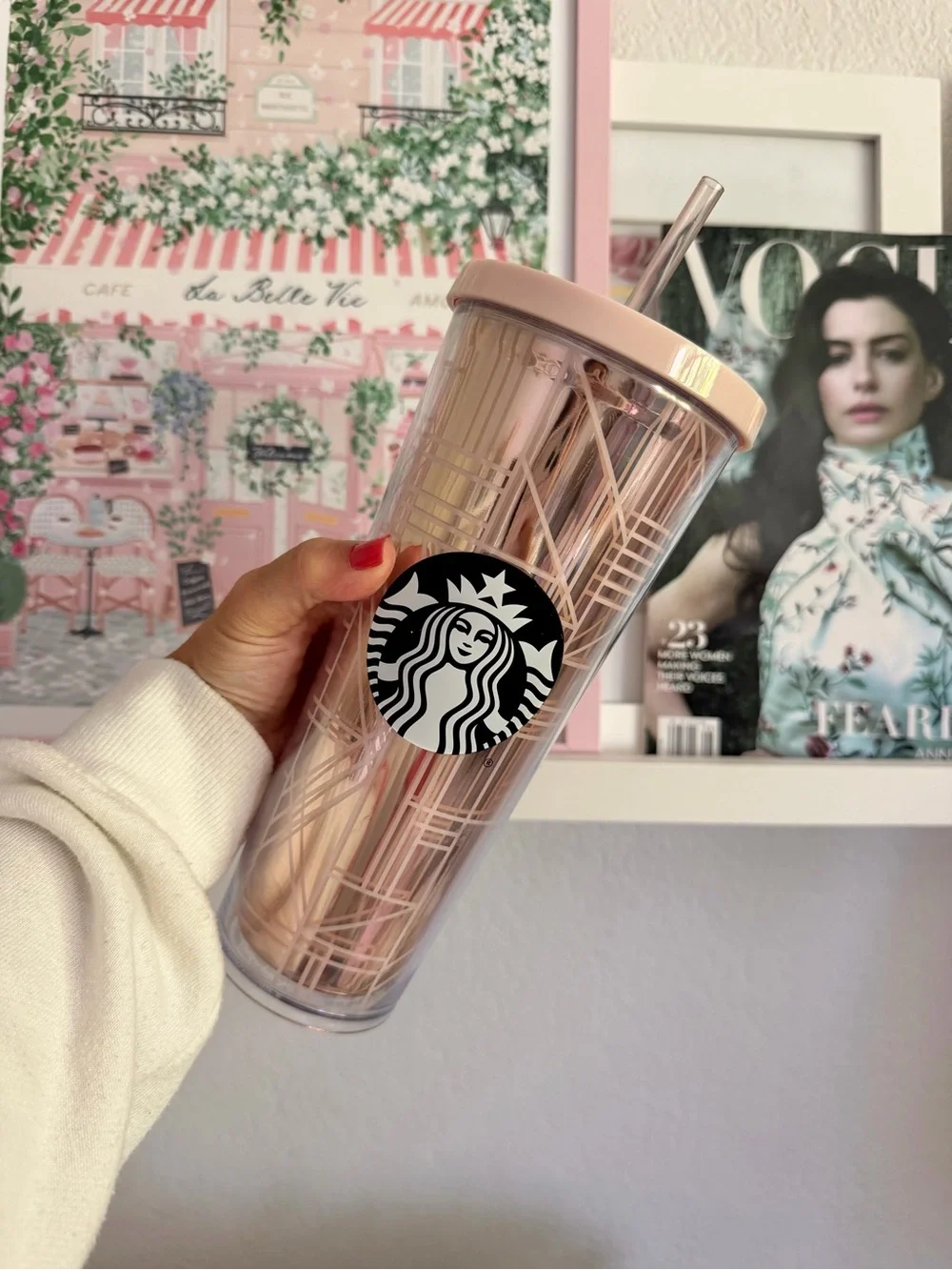 Starbucks 2017 Geometric Rose Gold Metallic Venti Cold Cup